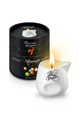 Масажна свічка Plaisirs Secrets Bubble Gum (80 мл) подарункова упаковка, керамічна посудина SO1847 фото