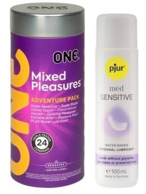 Комплект ONE Mixed Pleasures 24 шт + Pjur MED Sensitive Glide 100 мл SOS12986 фото