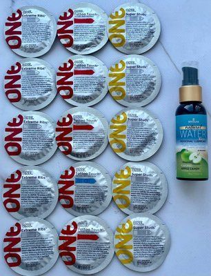 Набір 15 шт ONE Super Studs, Tattoo Touch, Extreme Ribs + Sensuva Natural Natural Water-Based Apple Candy (57 мл) SOS3917 фото