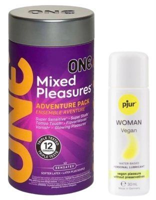 Комплект ONE Mixed Pleasures 12 шт + Pjur Woman Vegan 30 мл SOS12936 фото