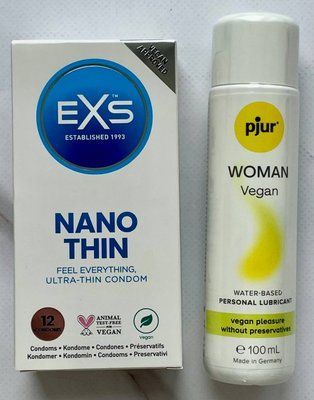 Набір EXS NANO Thin 12 шт - Лубрикант pjur Woman Vegan, 100 мл SOS3267 фото