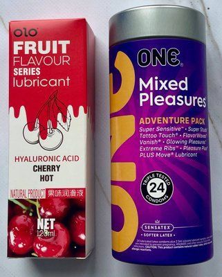 Комплект ONE Mixed Pleasures 24 шт + Лубрикант OLO Вишня 120 мл SOS3567 фото
