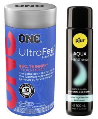 Набор ONE UltraFeel 10 шт + Pjur Aqua Panthenol 100 мл SOS13086 фото
