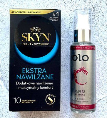 Комплект SKYN Extra Lube 10 шт + Лубрикант зігріваючий OLO 60 мл SOS2317 фото