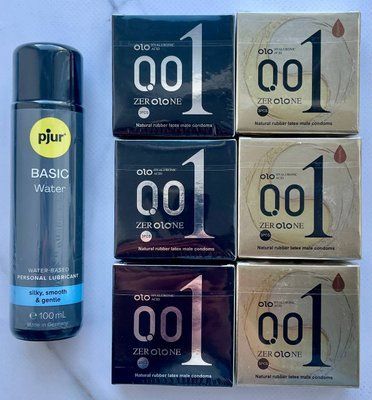 Набір OLO Feeling Ultrathin 001 + OLO Лід і Полум'я 18 штук + Лубрикант pjur Basic waterbased 100 мл SOS3767 фото