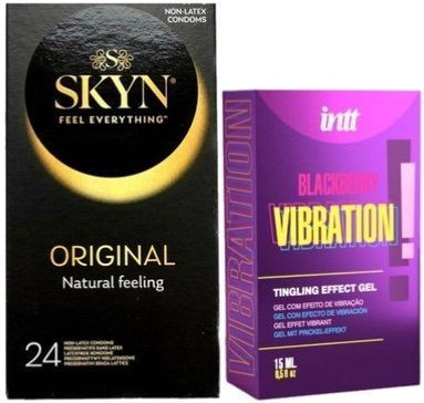Набор из SKYN ORIGINAL 24 шт. + Жидкий вибратор Intt Vibration Blackberry (15 мл) SOS9975 фото