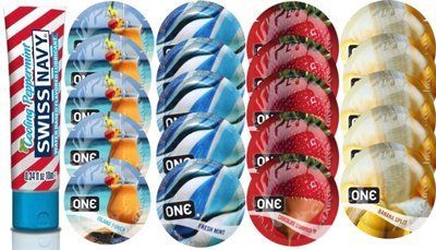 Набор из SwissNavy CoolingPeppermint 10мл + ONE Island Punch + ONE Mint + ONEChocolateStrawberry + ONEBanana SOS8665 фото