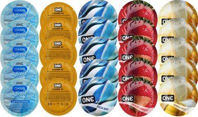 Набор из 25 шт One Oasis Silk + ONE Legend XL + ONEFreshMint + ONEChocolateStrawberry + ONEBanana SOS8364 фото