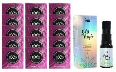 Комплект EXS Extra Thick 15 шт + Intt Clit Me On High Cannabis Oil SOS14679 фото