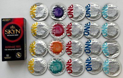 Набір 30 штук Skyn Intense Feel + ONE Super Studs, Color Sensations, Extreme Ribs, Classic, Super Sensitive SOS2217 фото