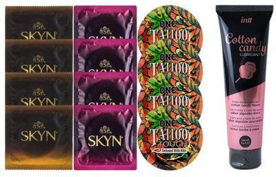 Комплект: Лубрикант Intt Cotton Candy (100мл) + 8 шт. SKYN+4 шт. ONE Tattoo Touch SOS10427 фото