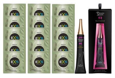 Комплект EXS Snug Fit 15 шт + Plaisirs Secrets Feu Damour, 30 мл SOS14939 фото