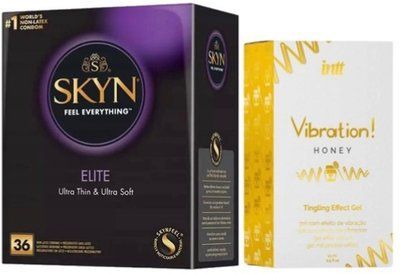 Набор из SKYN Elite 36 шт + Жидкий вибратор Intt Vibration Honey (15 мл) SO10225 фото