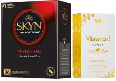 Набор из SKYN Intense Feel (36 шт) + Жидкий вибратор Intt Vibration Honey (15 мл) SOS9825 фото