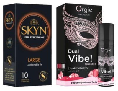 SKYN Large 10 шт + Orgie Dual Vibe! Strawberry Gin & Tonic 15 мл SOS7070 фото