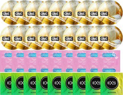 Набор 36 шт ONE Banana Split + Pasante Extra Sensitive + EXS Glow in the Dark SOS7768 фото