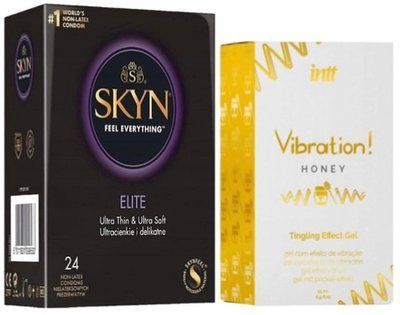 Набір з SKYN Elite (24 шт) + Рідкий вібратор Intt Vibration Honey (15 мл) SOS10125 фото