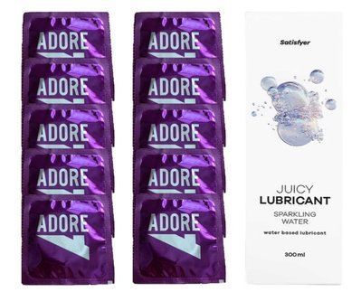 Набір: Pasante Adore 10 шт. + Лубрикант Satisfyer Sparkling Water (300 мл) SOS12084 фото