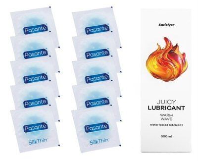 Комплект Pasante Silk 10 шт. + Лубрикант Satisfyer Juicy Lubricant Warm Wave 300 мл SOS11534 фото