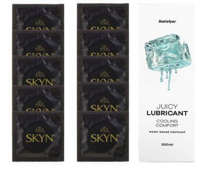 Комплект SKYN Original 10 шт. + Лубрикант Satisfyer Juicy Lubricant Cooling Comfort 300 мл SOS12636 фото