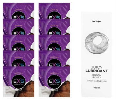 Комплект: з EXS Chocolate 10 шт + Лубрикант Satisfyer Boogy Booty water based 300 мл SOS11329 фото