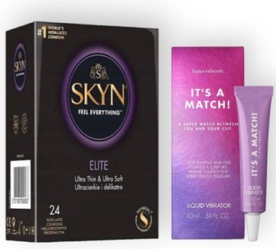 SKYN Elite, 24 шт + Bijoux Indiscrets Clitherapy Liquid Vibrator &ndash; IT'S A MATCH SOS7020 фото