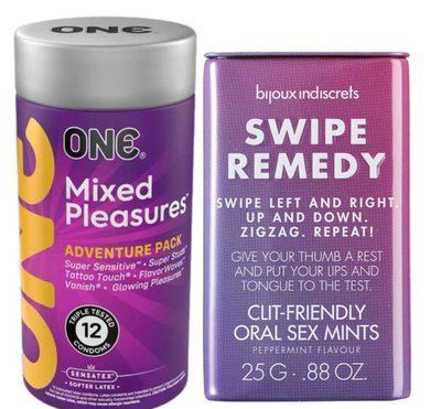 Комплект 12 шт ONE Mixed Pleasures + М'ятні цукерки Bijoux Indiscrets Swipe Remedy SOS6138 фото