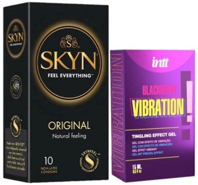 Набор из SKYN Original (10 шт) + бальзам вибратор Intt Vibration Blackberry (15 мл) SOS9875 фото