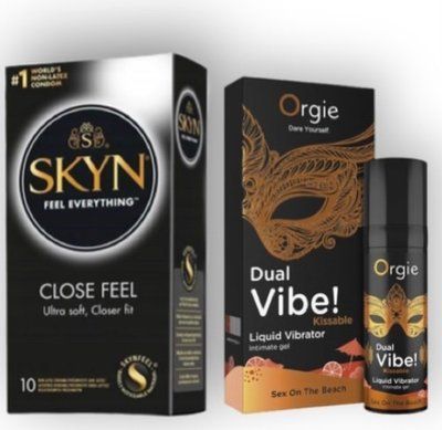 SKYN Close Feel 10 штук + DUAL VIBE!, 15 мл OrgieSEX ON THE BEACH SOS6770 фото