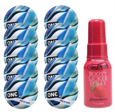 Комплект ONE Fresh Mint 10 шт + Doc Johnson &ndash; Strawberry, 29 мл SOS13786 фото