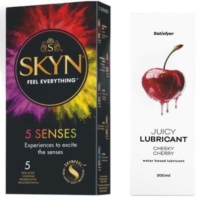 Набор Лубрикант Satisfyer Cheeky Cherry 300 мл + SKYN 5 Senses SOS12786 фото