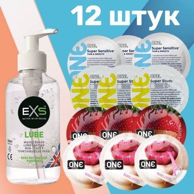 Комплект 12 шт ONE+Лубрикант EXS Aloe 250 мл (прозрачный) SOS4216 фото