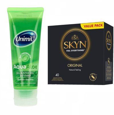 SKYN ORIGINAL 40 шт + подарок - Лубрикант Unimil Aqua Aloe 80 мл SOS471 фото
