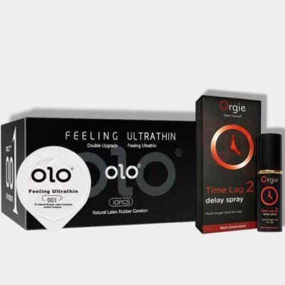 OLO 0.01 Feeling Ultrathin Black 10 шт + Пролонгатор TIME LAG 2, 10 мл SOS5890 фото