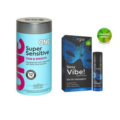 ONE Super Sensitive Pack 12 шт.+Рідкий вібратор SEXY VIBE для чутливих, 15 мл ORGIE SOS6543 фото