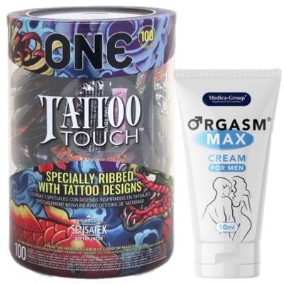 Набор из ONE Tattoo Touch, 100 шт + Пролонгатор Medica-Group Orgasm Max for Men - krem ​​50 ml SOS9165 фото