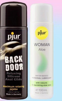 Набір лубрикантів pjur backdoor anal Relaxing jojoba silicone 30 мл + pjur Woman Aloe 100 мл LB809 фото
