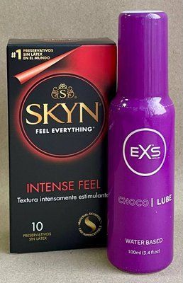 Набір SKYN Intense Feel 10 штук + EXS Choco Lube Water Based 100 мл SOS1055 фото