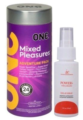Набор из 24 шт ONE Mixed Pleasures + Пролонгатор Doc Johnson Power+ с Yohimbe Delay Spray For Men (59 мл) SOS9351 фото