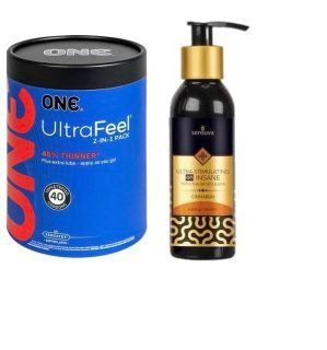 ONE UltraFeel 2-в-1. 40 шт.+Возбуждающая смазка Sensuva - Ultra-Stimulating On Insane Cinnabun (125 мл) SOS6480 фото
