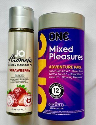 Набір 12 шт ONE Mixed Pleasures + System JO Aromatix Strawberry 120 мл SOS1702 фото