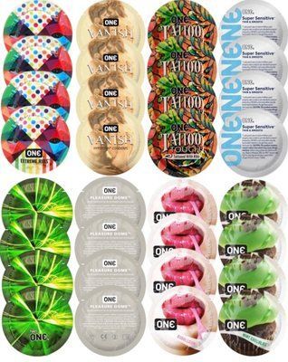 Набор с 32 шт ONE Ribs + ONE Vanish + ONE Tattoo + ONE Sensitive + ONE Glowing + ONE Dome + ONE Bubblegum + ONE Mint Chocolate SOS8300 фото
