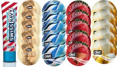 Набор из SwissNavy CoolingPeppermint 10мл + ONE Vanish + ONE Mint + ONEChocolateStrawberry + ONEBanana SOS8651 фото