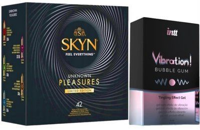 Набор из SKYN Pleasures (42 шт) + Жидкий вибратор Intt Vibration Bubble Gum (15 мл) SOS10011 фото