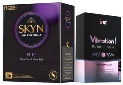 Набор из SKYN Elite 36 шт. + Жидкий вибратор Intt Vibration Bubble Gum (15 мл) SOS10211 фото