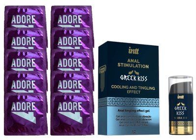Комплект Pasante Adore Extra Sure 10 шт + Intt Greek Kiss (15 мл) SOS14173 фото