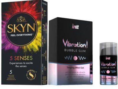 Набор из SKYN 5 Senses + Жидкий вибратор Intt Vibration Bubble Gum (15 мл) SOS9601 фото