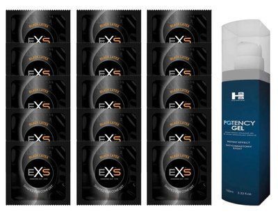 Комплект EXS Black Latex 15 шт + SHS Potency Gel (100 мл) SOS14621 фото