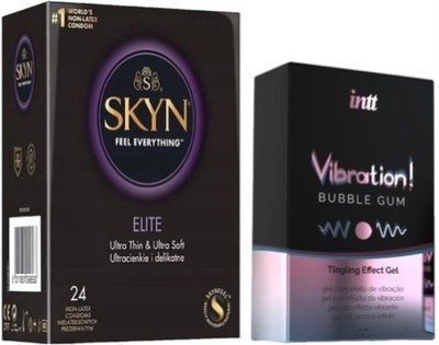 Набор из SKYN Elite (24 шт) + Жидкий вибратор Intt Vibration Bubble Gum (15 мл) SOS10111 фото