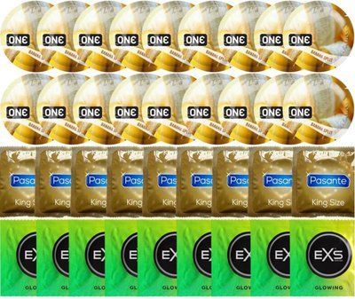 Набор 36 шт ONE Banana Split + Pasante King Size + EXS Glow in the Dark SOS7605 фото